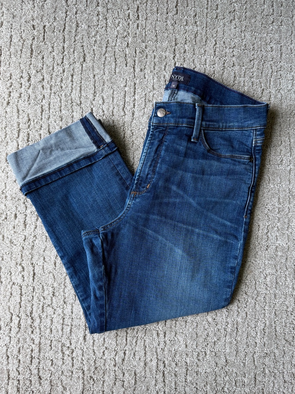 NYDJ Dayla Dark Blue Wide Cropped Capris Jeans - Picture 2 of 7